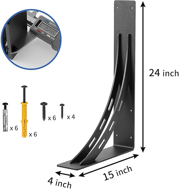 24 inch x 15 inch Heavy Duty Bracket,Granite Countertop Support Brackets, Heavy Duty Shelf Brackets , Max Load 1000 Lbs ,Mantel Brackets (Set of 2) - (24 " x 15 ")