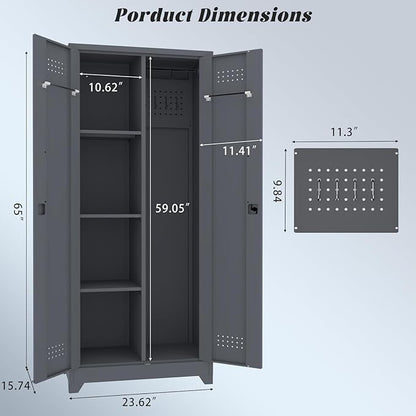 Storage Cabinet,Metal Locking Cabinets with Doors and Shelves,Functional Garage Storage Cabinet for Garage, Home Office,Gray