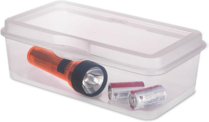 Sterilite 24-Pack Rectangular Large FlipTop, Clear Plastic Storage Box with Hinged Lid - Stackable Multipurpose Organizer for Art and Craft Supplies, Accessories, Photos & CDs, Home or Office Use