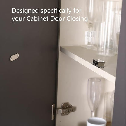 Mousike Cabinet Magnets 30lb Stainless Steel Magnetic Door Catch with Strong Magnetic for Kitchen Cupboard Wardrobe Closet Cabinet Door Drawer Latch