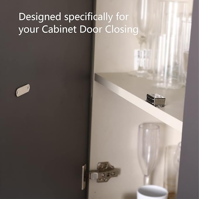 Mousike Cabinet Magnets 30lb Stainless Steel Magnetic Door Catch with Strong Magnetic for Kitchen Cupboard Wardrobe Closet Cabinet Door Drawer Latch