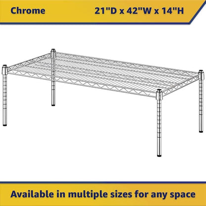 21" x 42" x 14" Chrome Wire Storage Shelf, Dunnage Rack, Commercial 1 Tier Small Shelf