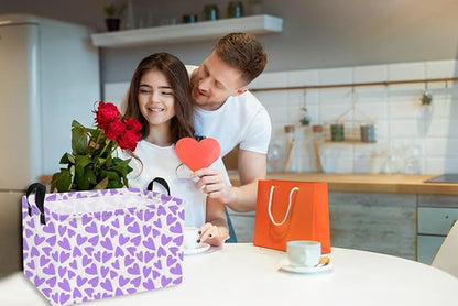 Essme Rectangular Valentine's Day Basket,Heart Storage Bins Organizer with Handles for Girls Room Decor, Gift Basket,Shelf Basket.(Purple heart)