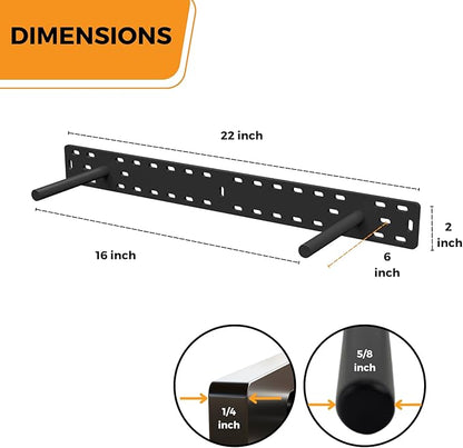 2 x 22 inch Real XL Heavy Duty Floating Shelf Brackets Designed for Long Custom Shelves, Hidden Floating Shelf Hardware, Perfect for Heavy Load in Kitchen, Garage, Mantle (6 inch Rod) Black