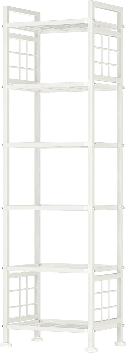 GIOTORENT 6-Wire Standing Storage Shelves, Metal Shelving Unit Pantry Rack for Laundry Kitchen Bathroom Organizer(White)