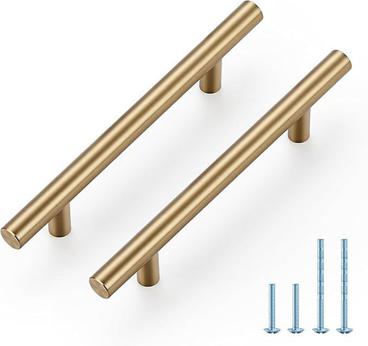 JOY DECOR 45 Pack Champagne Bronze Cabinet Pulls – 6-3/8 Inch Length, 4 Inch (102mm) Hole Center – Stainless Steel Kitchen Cabinet Handles for Drawer and Cupboard