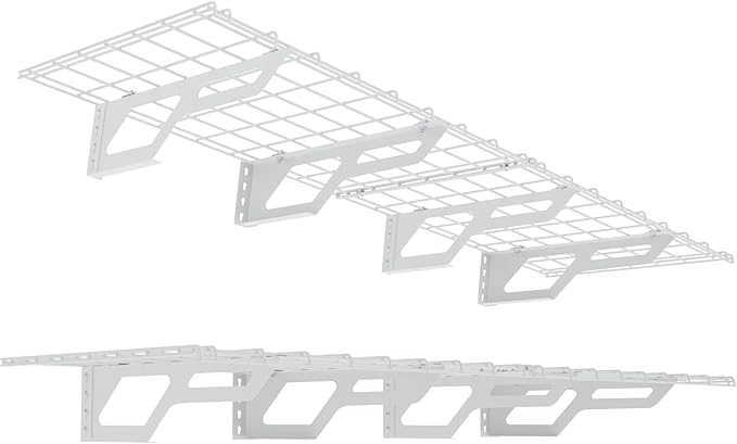 The Atlas 2-Pack 2x6 ft Garage Wall Shelves, 800lbs Heavy Duty Garage Shelving Wall Mounted, 24"x72" Metal Floating Shelf Storage Rack, White