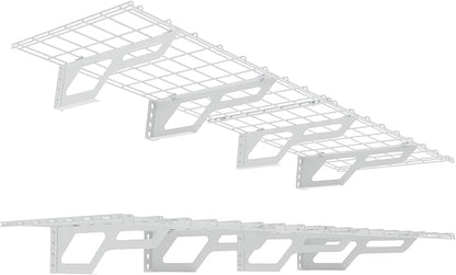 The Atlas 2-Pack 2x6 ft Garage Wall Shelves, 800lbs Heavy Duty Garage Shelving Wall Mounted, 24"x72" Metal Floating Shelf Storage Rack, White