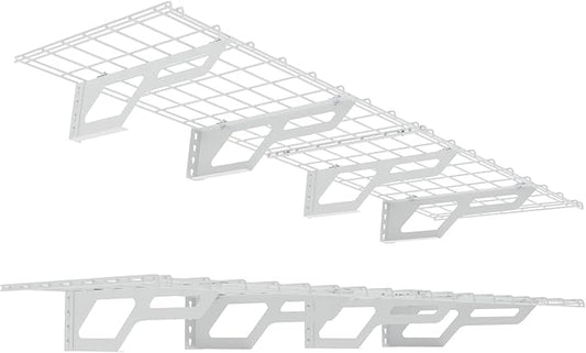 The Atlas 2-Pack 2x6 ft Garage Wall Shelves, 800lbs Heavy Duty Garage Shelving Wall Mounted, 24"x72" Metal Floating Shelf Storage Rack, White
