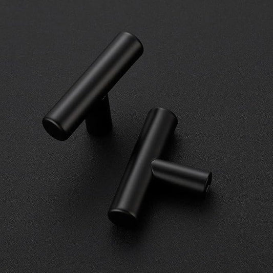 40 Pack Matte Black Cabinet Knobs - Kitchen Cabinet Knobs Black Pulls for Kitchen Drawer Stainless Steel Dresser Hardware 2in Length Single Hole T Bar
