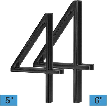 6" Stainless Steel Floating House Number 4, Metal Modern House Numbers, Mailbox Decor Number with Nail Kit, Coated Black, 911 Visibility Signage (Large 4)