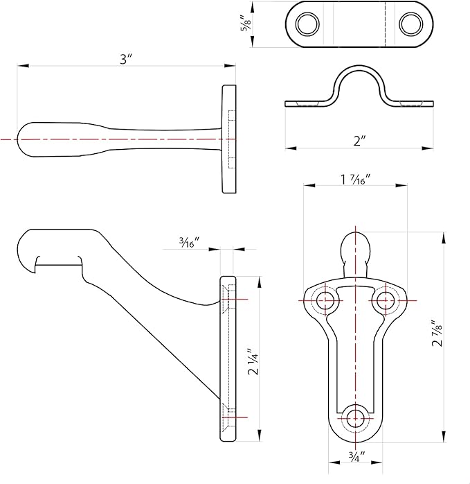 Triumph Hardware,3 Pack,3" Heavy Duty handrail Bracket Matte Black,Stair Railing Bracket DIY Easy Installation Hardware