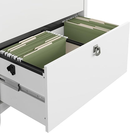 Bush Home Salinas 2 Drawer Lateral File Cabinet in Shiplap Gray and Pure White, Home Office Storage Solution, Organizer with Drawers for Workspace, Filing Unit