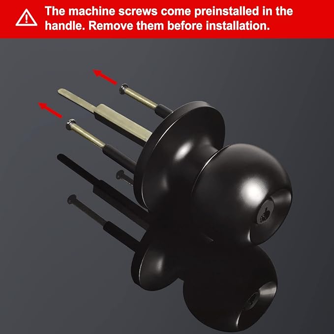 [2 Pack] BESTTEN Keyed Entry Door Knob, Entrance Door Lock, Keyed Different, Standard Ball, Matte Black