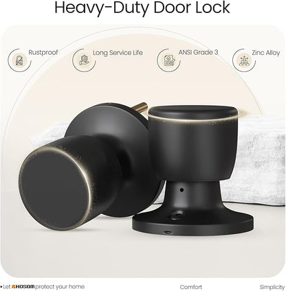 HOSOM 6 Pack Passage Door Knob, Matte Black Door Knobs Keyless Doorknobs for Interior Door, Black Door Handles