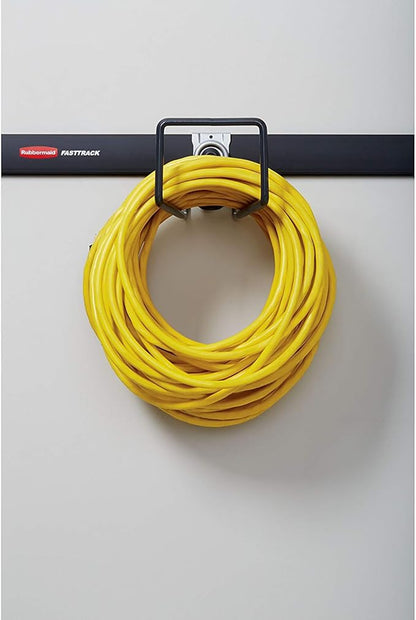 Rubbermaid Fasttrack All in 1 Rail Garage Storage System 50 Pound Capacity Water Garden Hose Hook, Black (2 Pack)