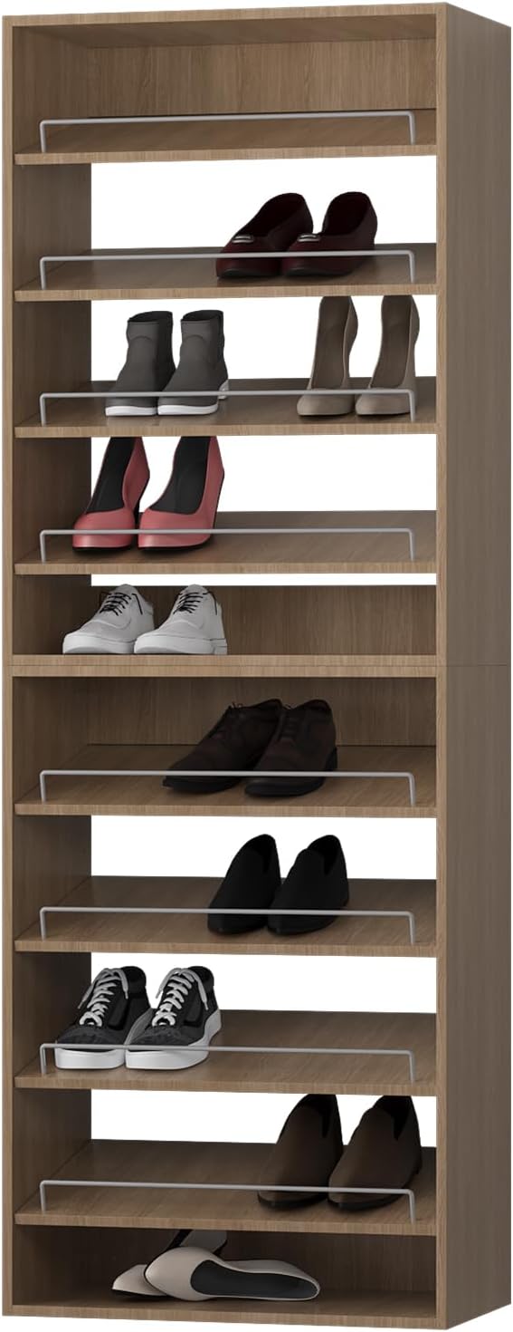 ROOMTEC Modular Closet System, 25.5" Shoe Shelf Closet Tower Wall-Mounted Closet Organizer, Wooden Tower for Walk-In Closets, Wardrobe Storage Kit, Wood
