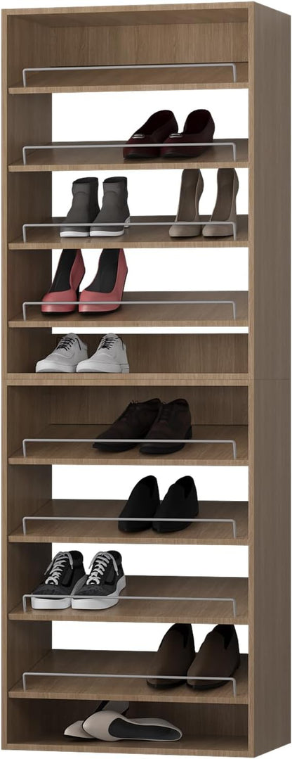 ROOMTEC Modular Closet System, 25.5" Shoe Shelf Closet Tower Wall-Mounted Closet Organizer, Wooden Tower for Walk-In Closets, Wardrobe Storage Kit, Wood