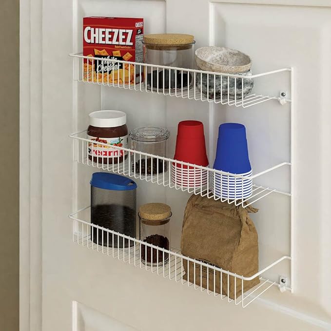 ClosetMaid 3-Tier Hanging Wall Mounted Metal Rack for Spices, Shelf Storage, Pantry Organization, Laundry, Kitchen, Bathroom, White, 8022 (Pack of 2)