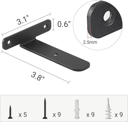 Mkono 8 Pack Shelf Brackets Black Heavy Duty Metal Hidden L Bracket for Shelves Support, Minimalistic Floating Shelf Bracket 4 Inch Rustic Industrial Wall Shelf Brackets