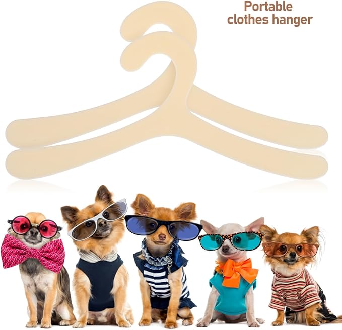 Pet Clothes Hangers - 40 Mini Plastic Dog and Cat Clothes Racks for Small Pet Apparel Storage and Drying Non-Slip Lightweight Hangers for Organizing Clothing