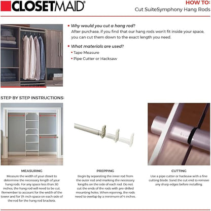 ClosetMaid SuiteSymphony Wood Closet Organizer Kit with Tower, 3 Hang Rods, Top Shelves, 3 Drawers, Adjustable, Fits Spaces 6 - 10 ft. Wide, Graphite Grey