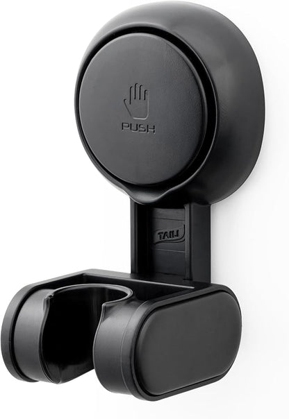 TAILI Shower Head Holder Suction Cup, Adjustable Height & Angle, Wall Mounted, Waterproof, Black, Plastic, Round, Bathroom & Shower Fixture