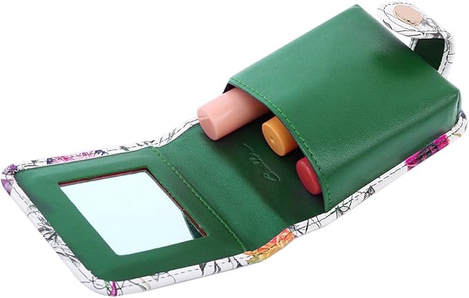 kilofly Genuine Leather Double Lipstick Case Cosmetic Makeup Holder + Gift Box