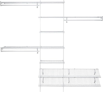 ClosetMaid 5037 5Ft. To 8Ft. Fixed Mount Closet Organizer Kit, White