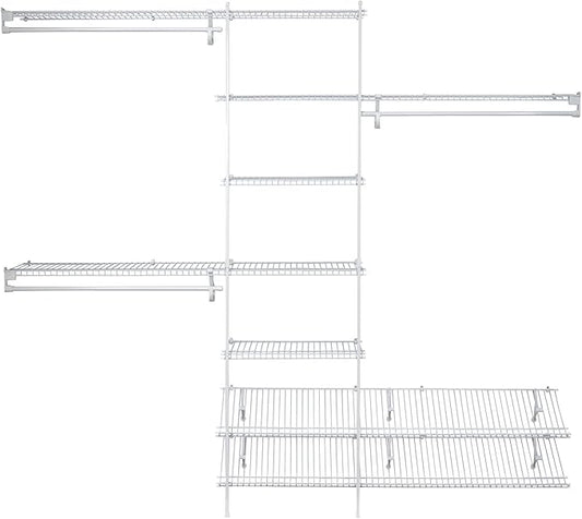 ClosetMaid 5037 5Ft. To 8Ft. Fixed Mount Closet Organizer Kit, White