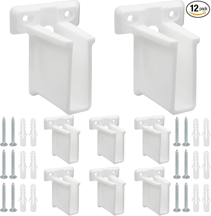 Uenhoy 12 Pcs Wire Shelf End Bracket, White Plastic Closet Shelves Brackets, Corner Support Bracket Wall Mount Shelf Brackets with Fasteners