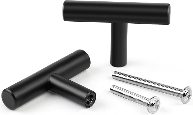 Romeda 12 Pack Black Cabinet Knobs, 2in Single Hole Cabinet Hardware with Screws 1in & 1.5in, Drawer Pulls (Black) for Kitchen Bedroom Bathroom Furniture