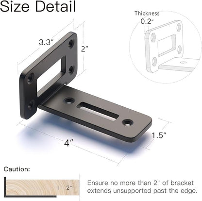 LEOPO 4 Inch 4 Pack Openwork T Shelf Brackets for DIY Floating Shelf,1/5 Inch Thick Heavy Duty Metal Shelf Bracket,L Brackets for Shelves Support
