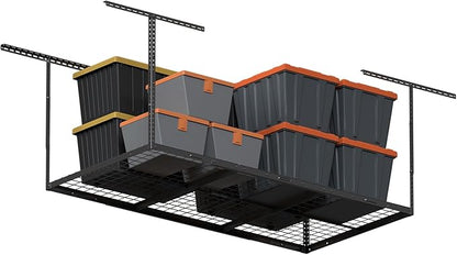 3x6ft Overhead Garage Storage Rack, Heavy Duty Metal Ceiling Shelf, 22'' to 40" Adjustable Dropdown, 450lbs Loading Weight Capacity, Black