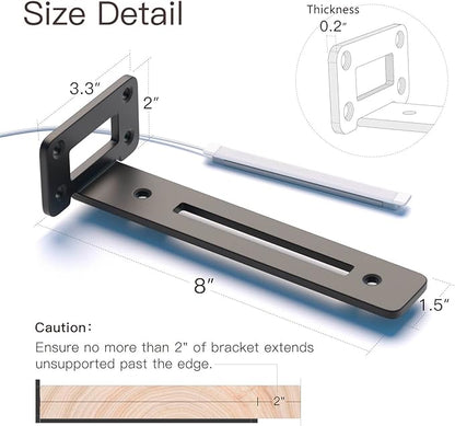 LEOPO Openwork 8 Inch 4-Pack Heavy-Duty Shelf Brackets, 1/5'' Thick Carbon Steel, Built-in LED Lights (3000K Warm White with Remote), 220LBS Load Capacity for Kitchen, Bookshelf, Display Case
