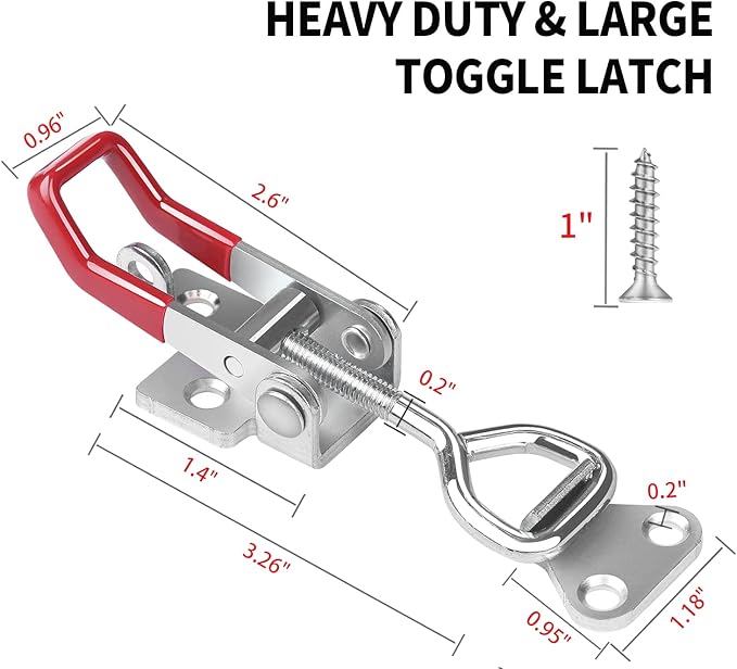 Heavy Duty Toggle Latch Clamp 4002, Adjustable Toggle Clamp Latch With Lock Hole, 550Lbs Holding Capacity Pull Latch for Smoker Lid Jig, Tool Box Case 2Pack (with 10PCS Screws)