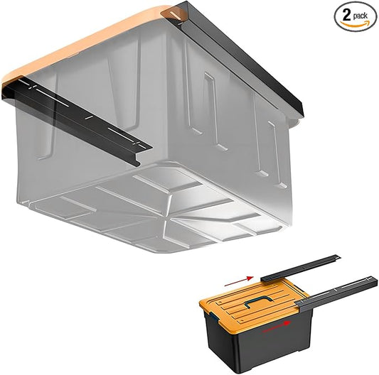 Overhead Garage Storage Rack, Ceiling Garage Storage Bracket, Heavy Duty Ceiling Racks for Garages, Sheds, Storerooms, Adjustable Width and Orientation(Black,1 Bin)