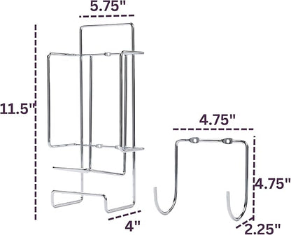 JERDON Ironing Board Holder and Iron Caddy - Stainless Steel Iron Holder with Hook - J525C