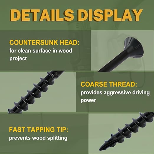 LIONMAX Deck Screws #14 x 7 Inch, 100 PCS, Black Long Wood Screw, Rust Resistant, Exterior Epoxy Coated for Outdoor Decking, Torx/Star Drive Head, T30 Star Bit Included