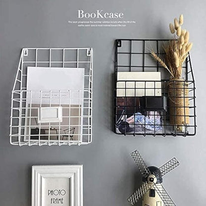 Magazine Rack Metal Magazine Rack Wall Mounted Magazine Rack for Living Room, Bathroom Or Bedroom-Nero