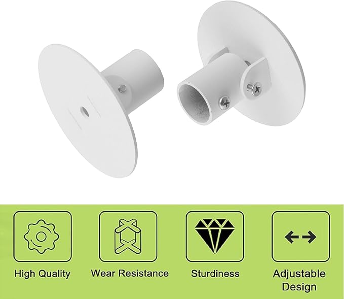 Shower Curtain Rod Bracket, 4Pcs 26mm Inner Diameter Titanium Steel Shower Curtain Rod Single Swivel Flange Curtain Rod Wall-Mount Bracket with Screws (White)
