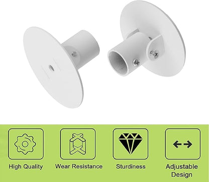 Shower Curtain Rod Bracket, 4Pcs 26mm Inner Diameter Titanium Steel Shower Curtain Rod Single Swivel Flange Curtain Rod Wall-Mount Bracket with Screws (White)