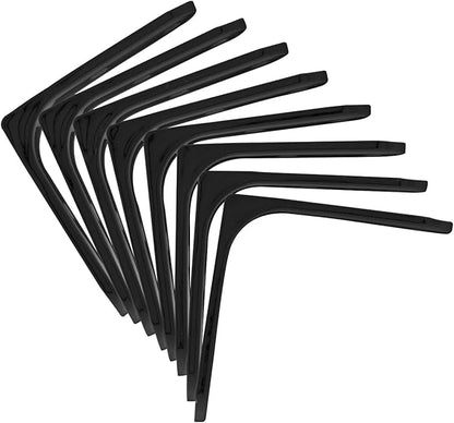 8pcs 3 Inch Heavy Duty L Brackets - 90 Degree Wall Mount Right Angle Corner Braces for Shelves, Wood, Cabinets - Black Powder Coated Steel Shelf Supports with Mounting Screws Included