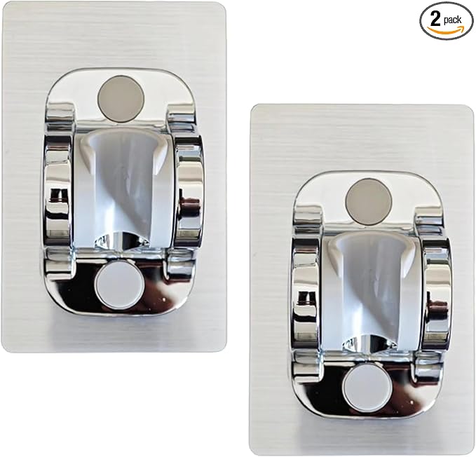 YICI Handheld Shower Head Holder No Drilling 12cm Strong Adhesive Hand Shower Holder Angle Adjustable Adhesive Shower Holder Shower Bracket (2-Pack Silver)
