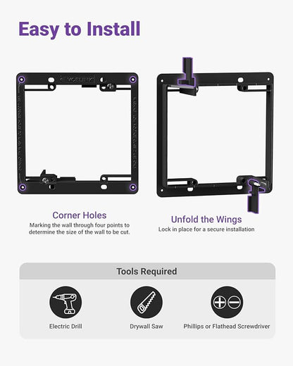 VCELINK 2 Gang Brush Wall Plate 2 Pack, Cable Pass Through Wire Hider for Cable Management, Compatible with Ethernet Cables, HDMI Cables & Home Theater Systems (White, with Bracket)