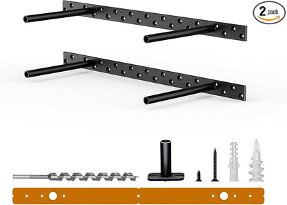 Floating Shelf Bracket Kit (No Router Needed) with Drill Guide Jig – Fits 1"–4" Thick Shelves – Heavy Duty 150lbs Capacity – Galvanized Steel with Countersunk Holes for Flush Mount(18″X6″X1″)
