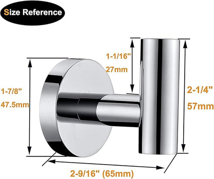 Nolimas Towel Coat Hook Polished Chrome SUS304 Stainless Steel Bathroom Clothes Cabinet Closet Sponges Robe Hook Wall Mounted Round Kitchen Heavy Duty Door Hanger 6 Packs