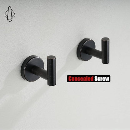 JQK Bathroom Towel Hook Oil Rubbed Bronze, 304 Stainless Steel 0.8mm Coat Robe Clothes Hook for Bathroom Kitchen Garage Wall Mounted (Pack of 2), TH100-ORB-P2