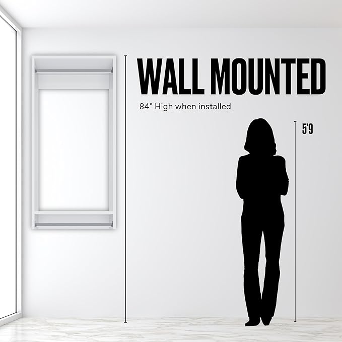 Medium Hanging Closet Unit - Modular Closet System For Hanging - Closet Organizers And Storage Shelves (White, 31.5 inches Wide)