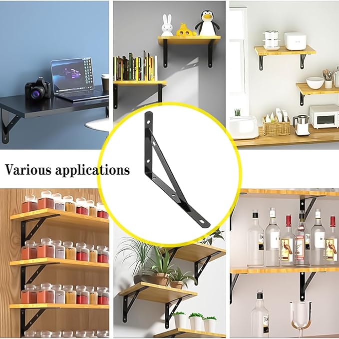 10 Inch Shelf Brackets Set of 8 Steel (Balck, 10 inch 8 Pack)